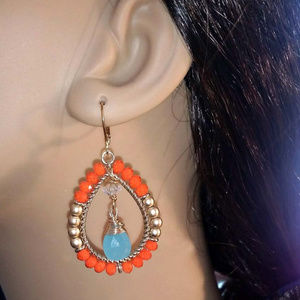 Hoop Earrings With Turquoise Chalcedony